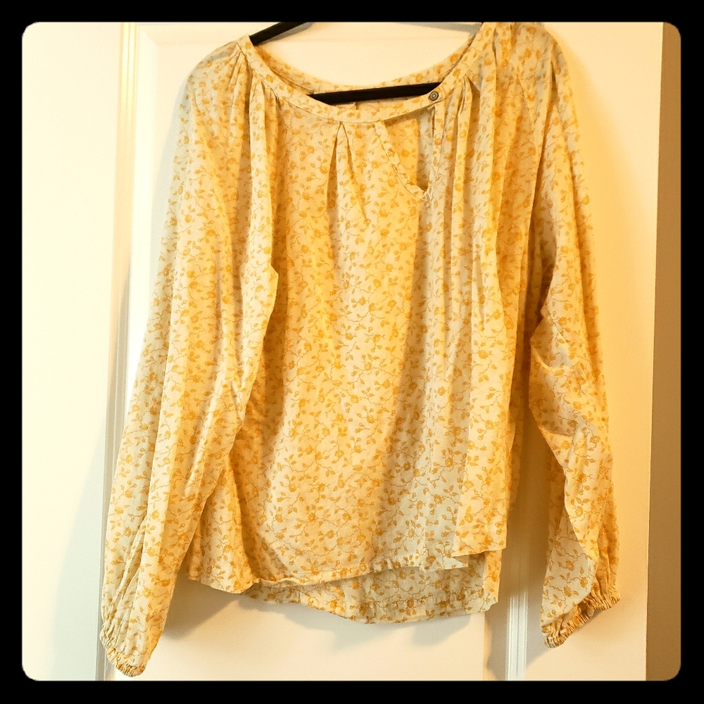 Yellow and White Peasant Top